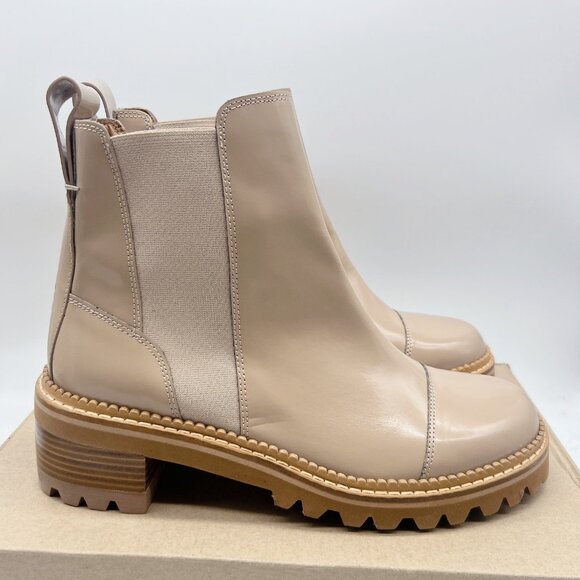 See by Chloe Mallory Chelsea Ankle Boots Dark Beige Leather 41 US 11 made SPAIN - Picture 6 of 12